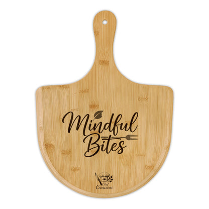 “Mindful Bites" Bamboo Pizza Peel/ Serving Board