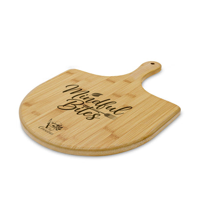 “Mindful Bites" Bamboo Pizza Peel/ Serving Board
